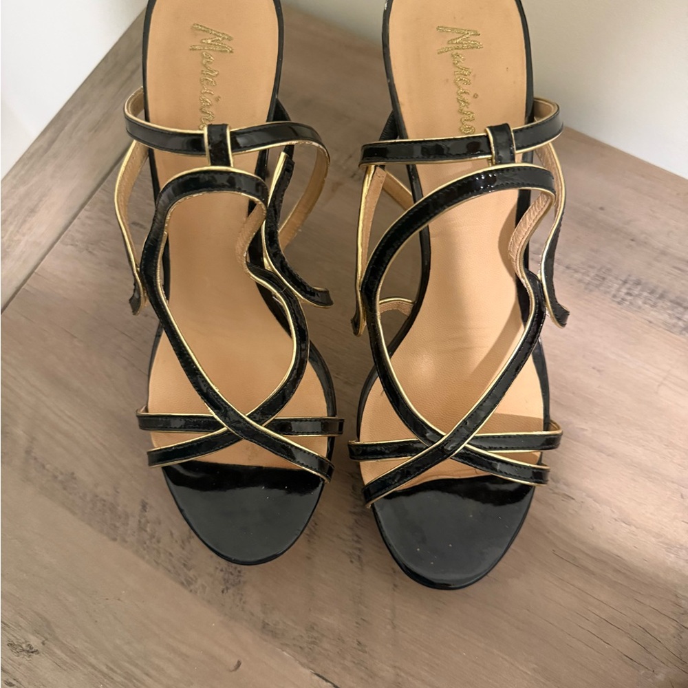 Black and Gold Strappy Heels